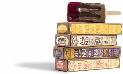 Dr Feelgood frozen pops - stack showing a range of flavours. 