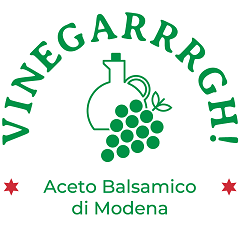 A logo that includes the words ‘Vinegarrrgh!’ and ‘Aceto Balsamico di Modena’
