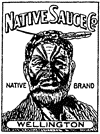 A historical trade mark image from 1927, depicting the name NATIVE SAUCE CO. with the image of a tribal chief underneath.