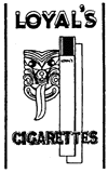 A historical trade mark image from 1931, depicting the name 'LOYAL'S CIGARETTES' before a Māori carving sample and a cigarette.