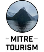 A sample trade mark image depicting a photograph of Mitre Peak with the words 'MITRE TOURISM' underneath.